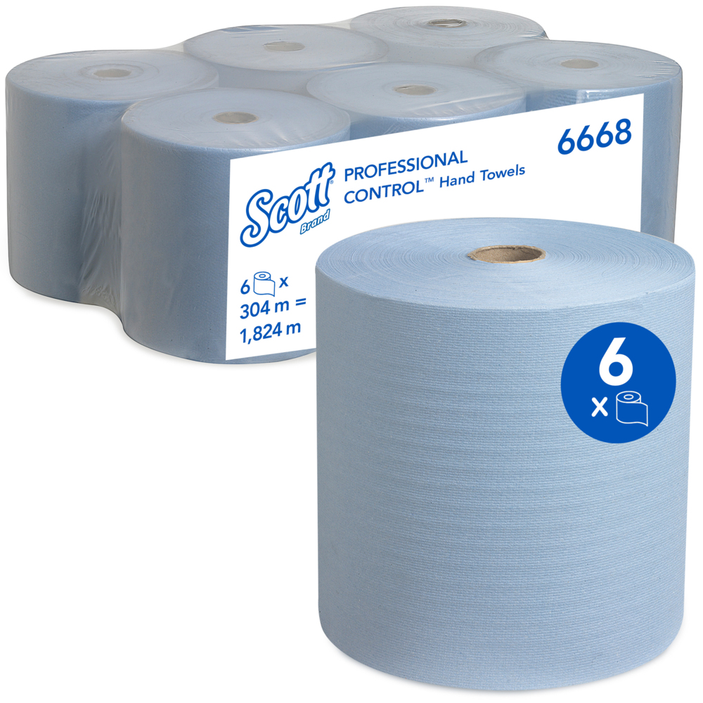 Scott® Handtuchhandtücher 6668 – 6 x 304 m blau, 1-lagige Rollen - 6668