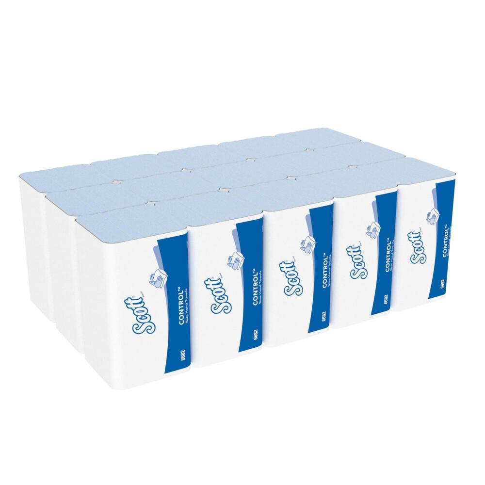 Scott® Control™ Papierhandtücher mit Interfold-Faltung 6682 – blaue Falthandtücher – 15 Packungen x 240 Papiertücher mit V-Faltung (insges. 3.600) - 6682