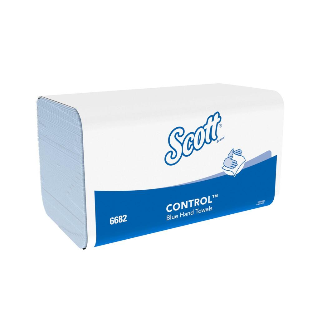 Scott® Control™ Papierhandtücher mit Interfold-Faltung 6682 – blaue Falthandtücher – 15 Packungen x 240 Papiertücher mit V-Faltung (insges. 3.600) - 6682