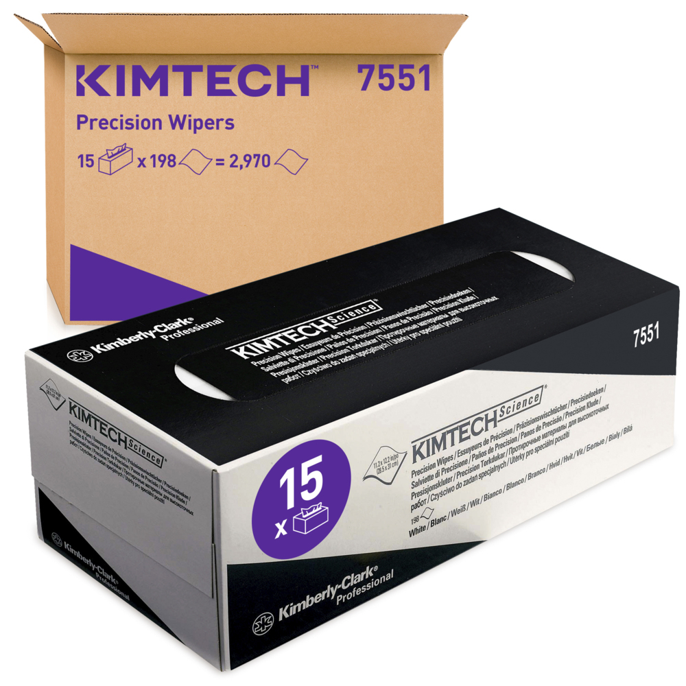 Kimtech® Science Präzisionswischtücher 15 Spenderboxen mit je 198 weißen, 1-lagigen Wischtüchern = 2. 970 Tücher - 7551
