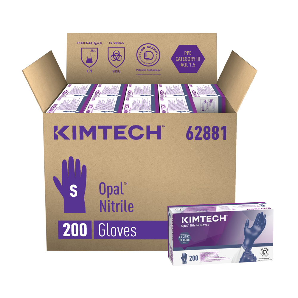 Kimtech™ Opal™ beidseitig tragbare Nitrilhandschuhe 62881 – dunkelblau, S, 10x200 (2.000 Handschuhe), Länge: 24 cm - 62881