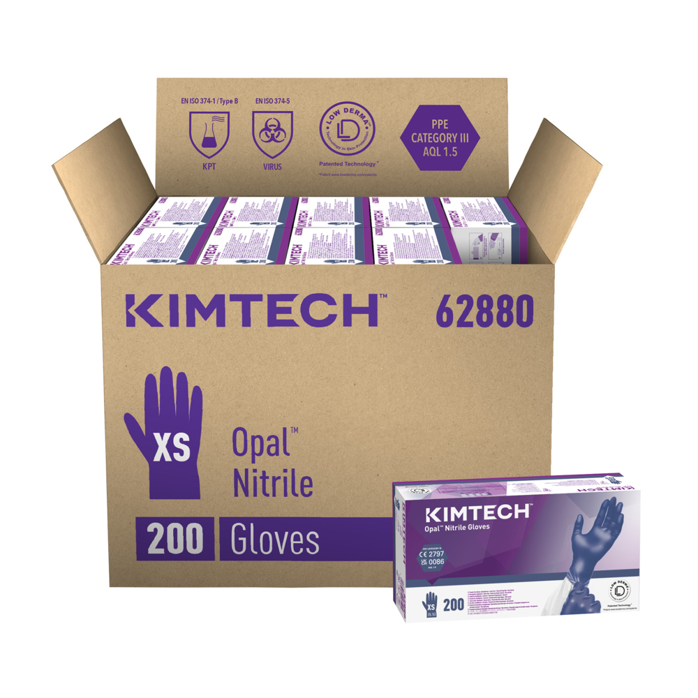 Kimtech™ Opal™ beidseitig tragbare Nitrilhandschuhe 62880 – dunkelblau, XS, 10x200 (2.000 Handschuhe), Länge: 24 cm - 62880