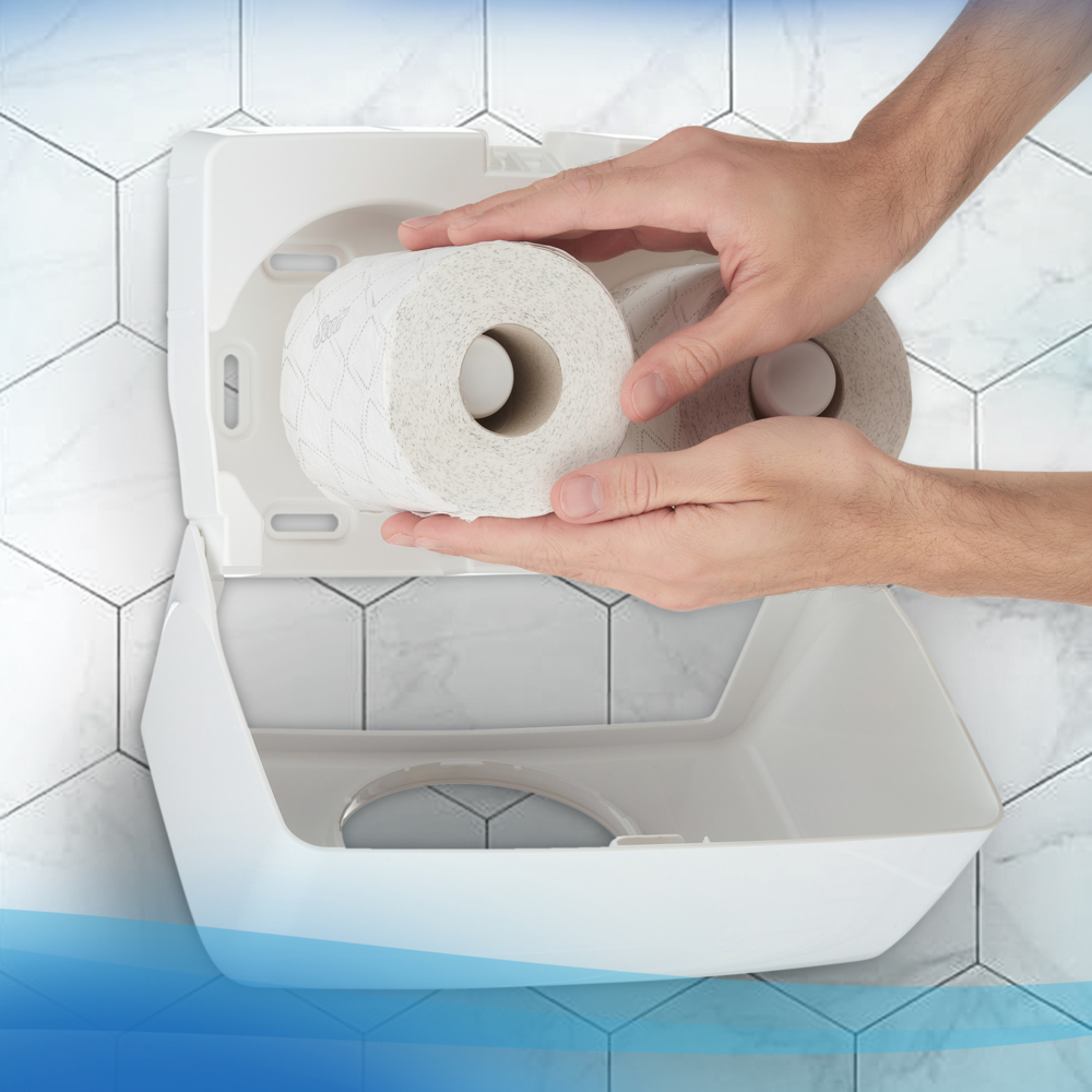Scott® Essential™ Toilettenpapier 8519 - 64 Toilettenpapierrollen x 350 Wc-papier Blätter (22.400 Blätter) - weiß, 2-lagig  - 8519