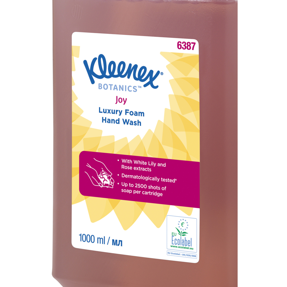 Kleenex® Botanics Joy Luxus Schaum-Seife 6387 – parfümierte Handseife – 6 x 1 Liter, Kassetten Rot Handreiniger (insges. 6 l) - 6387