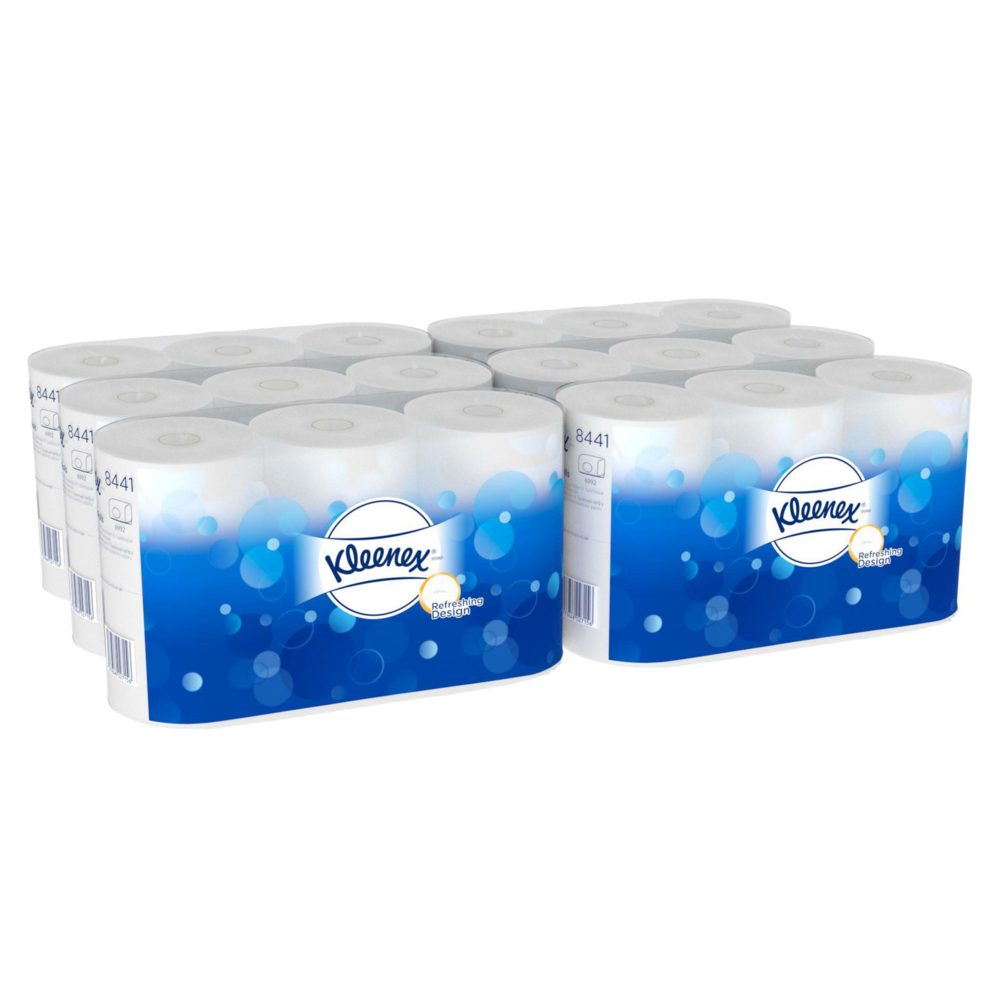Kleenex® Standardrollen-Toilettenpapier 8441 – 2-lagiges Toilettenpapier – 6 Packungen mit 6 Toilettenpapierrollen x 600 Blatt weißes Toilettenpapier (insg. 36 Rollen/21.600 Blatt) - 8441