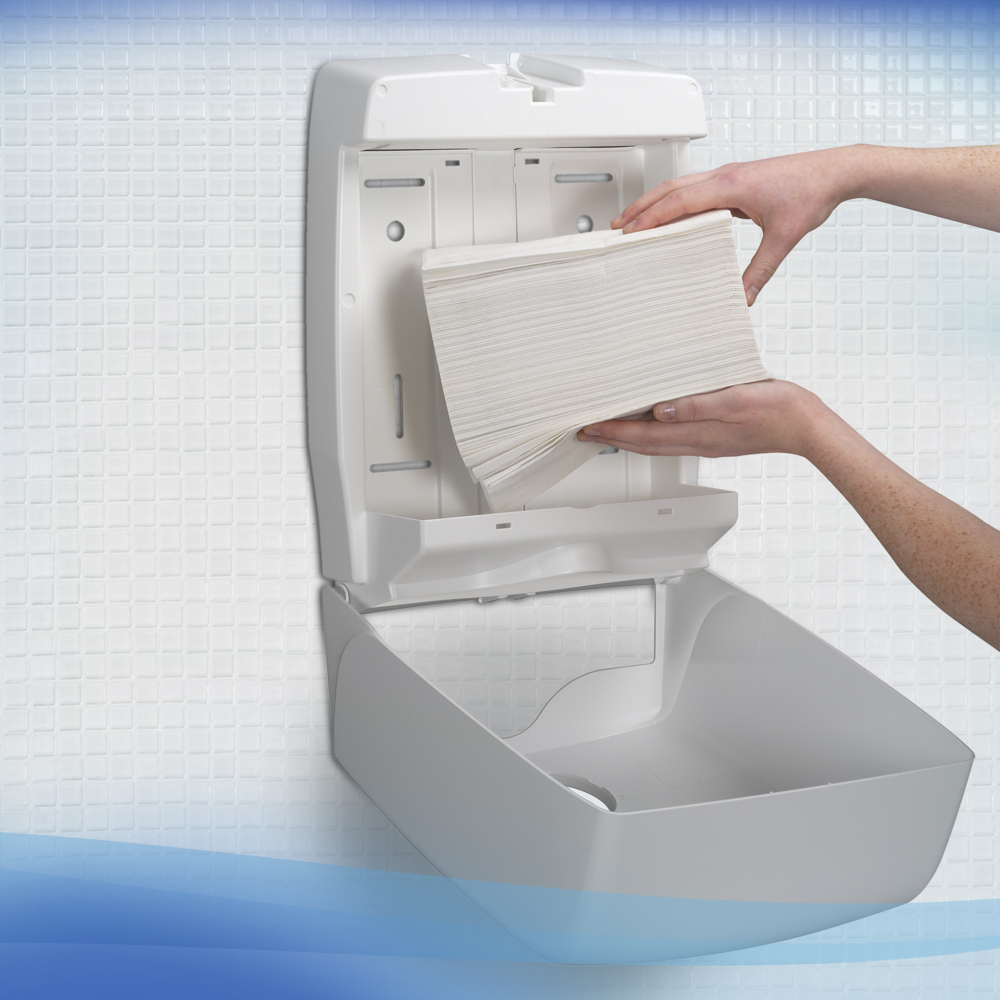 Scott® Control™ Herunterspülbare Falthandtücher 6659 – 15 Packungen mit je 300 weißen, 1-lagigen Tüchern. - 6659