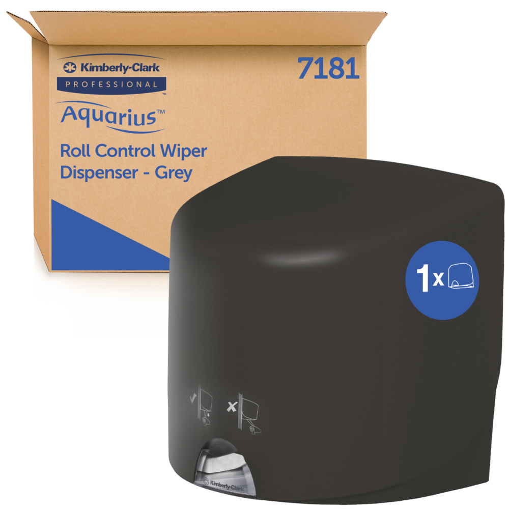 Aquarius™ Roll Control™ Wischtuchspender 7181 – Spender für Rollen mit Zentralentnahme – 1 x grauer, wandmontierter Spender für Rollen mit Zentralentnahme - 7181